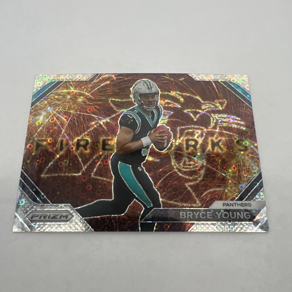 2023 Panini PRIZM BRYCE YOUNG Fireworks #F-6 RC No Huddle Silver Disco PANTHERS - Picture 1 of 2